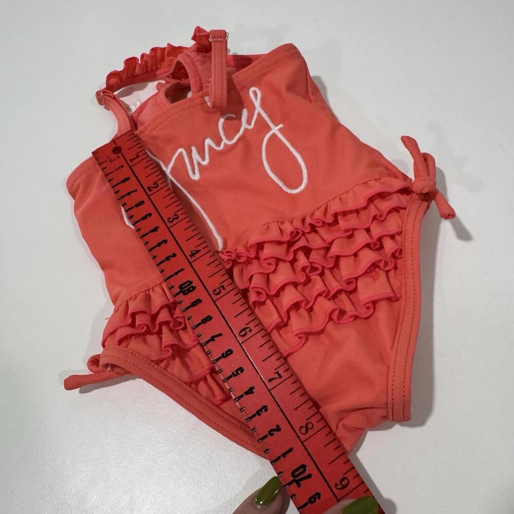Baby Juicy Couture Girls Swim Suit Swimwear Size 3-6 Months‎ Ruffles Orange - Picture 7 of 8